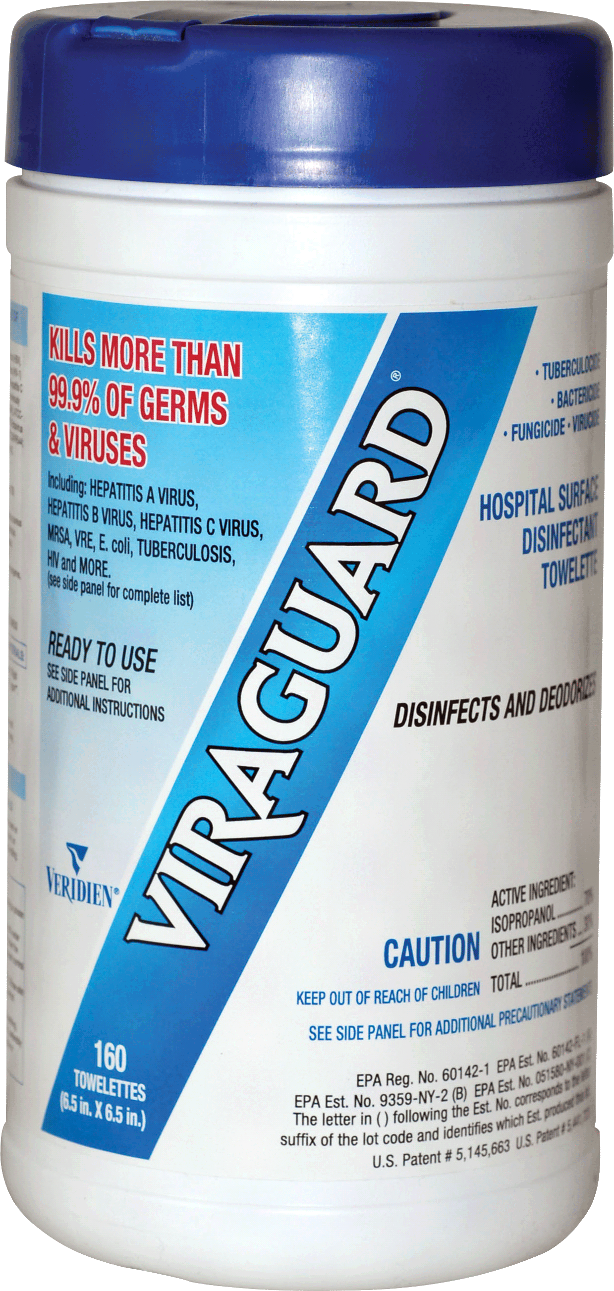 "Viraguard Surface Disinfectant Wipe, 6-1/2"" x 6-1/2"""