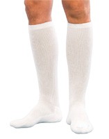 "Knee-High Cushioned Cotton Compression Socks Size B 9"" - 11"" Shoe, White"