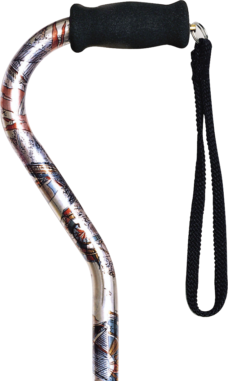 Offset Handle Cane, Compass Rose