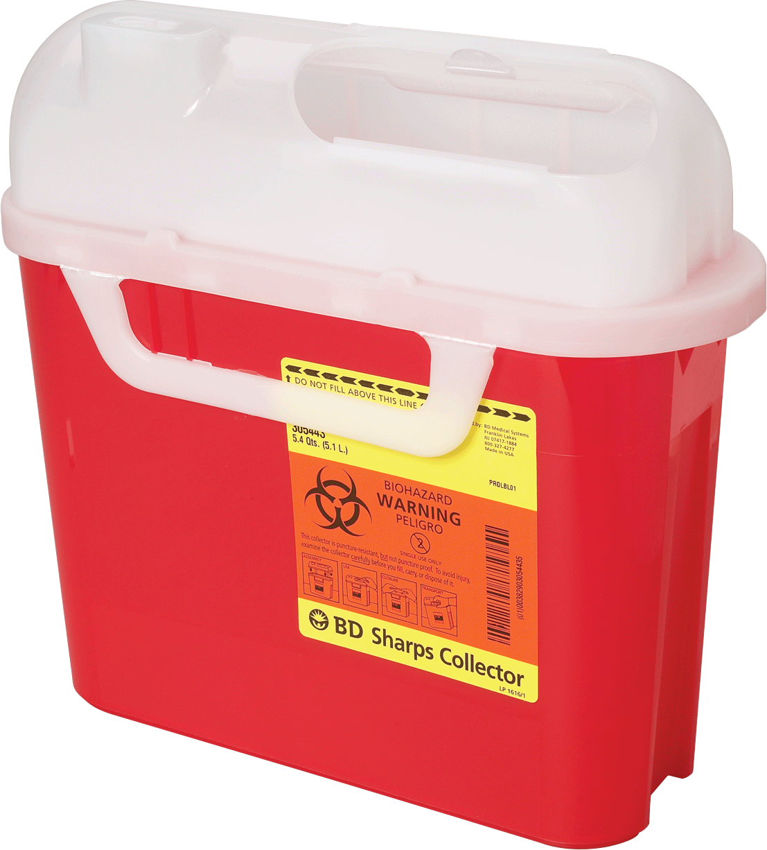 Guardian Sharps Collector,5.4 Qts, Red, Each