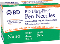 Ultra-Fine Nano Pen Needle 32G x 4 mm (100 count)