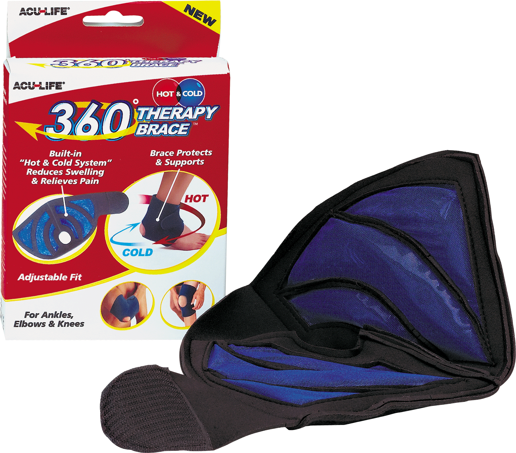 360 Hot and Cold Therapy Ankle/Knee/Elbow Brace, Black