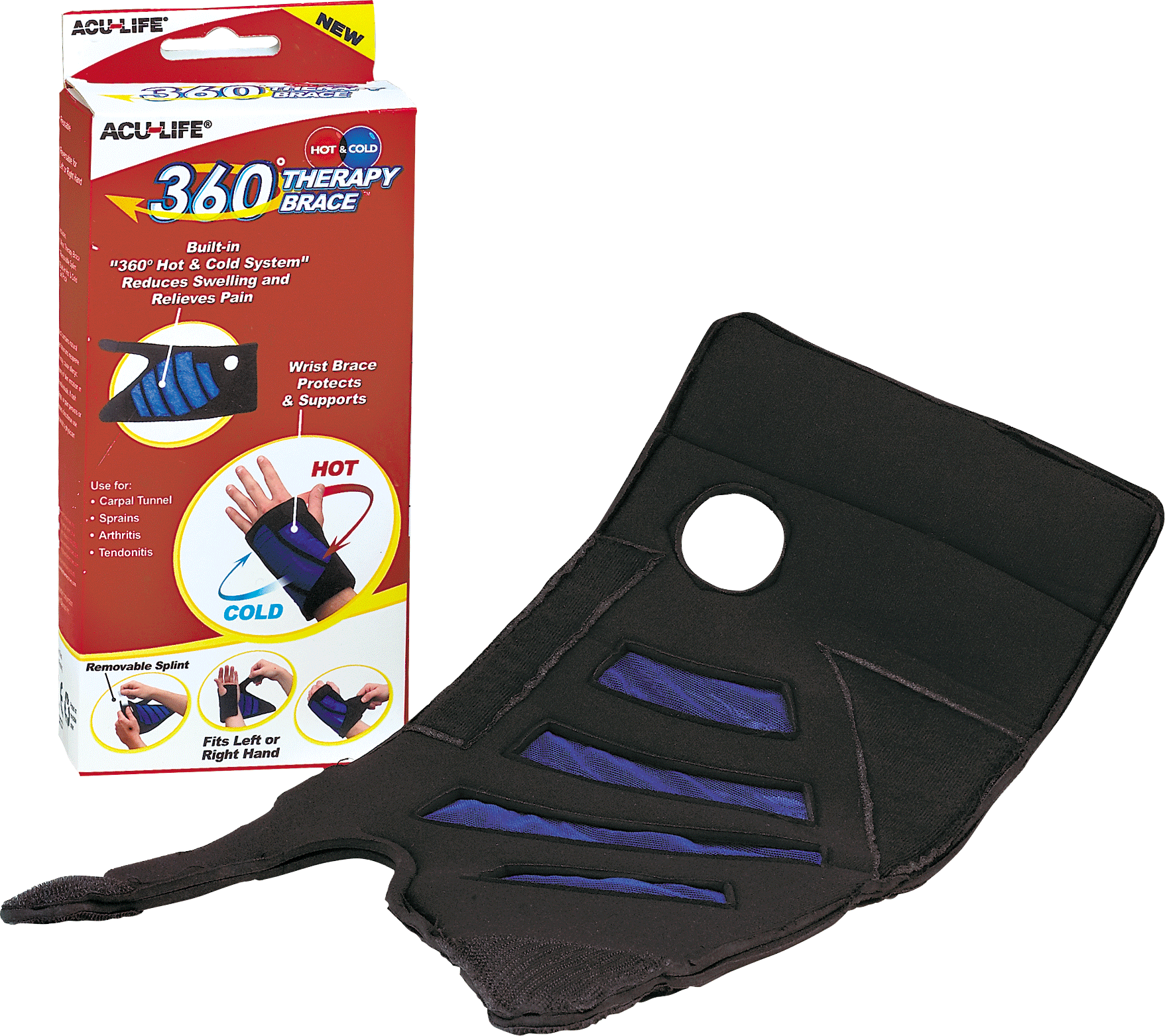 360 Cold Therapy Wrist Brace, Black, Universal
