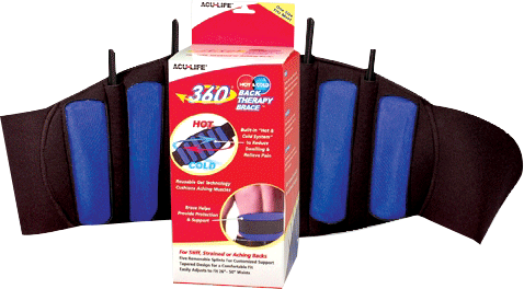 "360 Cold Therapy Back Brace, Black, 26"" to 50"" Waist Size"