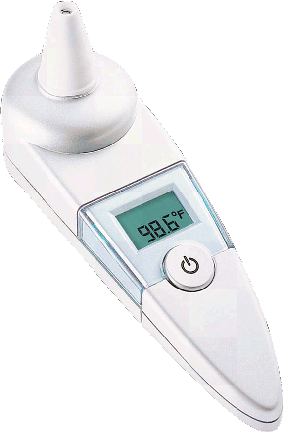 Adtemp Tympanic IR Ear Thermometer, 6" x 1-1/5" x 1-3/5", Dual Scale, CR2032 Battery