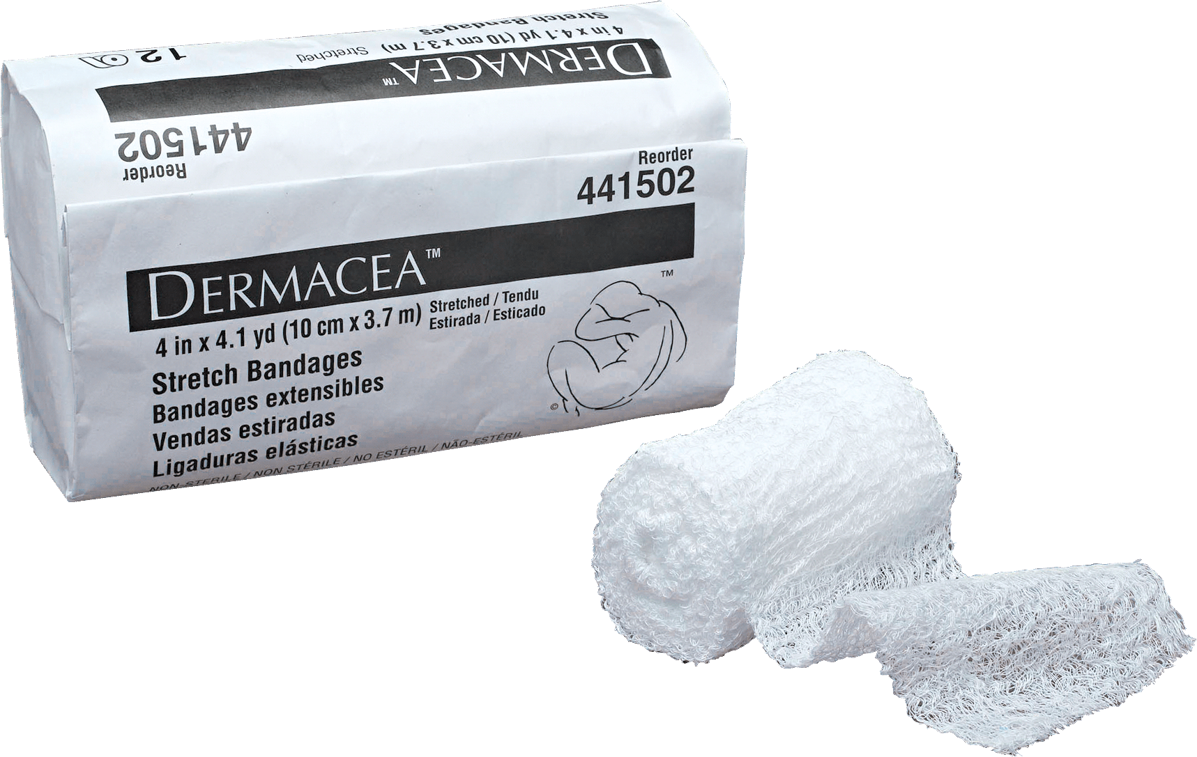 "Dermacea Non-Sterile Stretch Bandage 4"" x 4-1/10 yds."