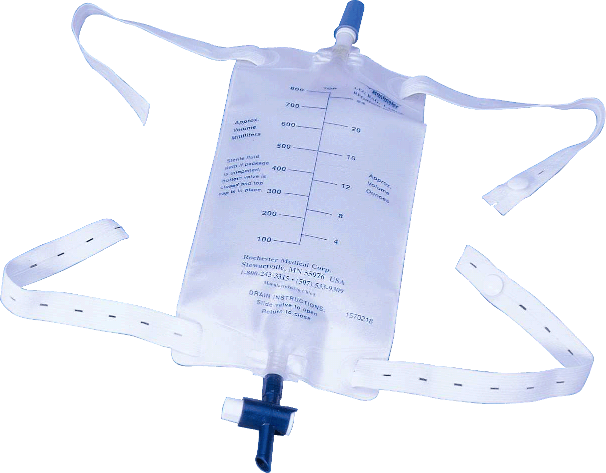Urinary Leg Bag with Secure Glide Valve and Strap, Large 800 mL