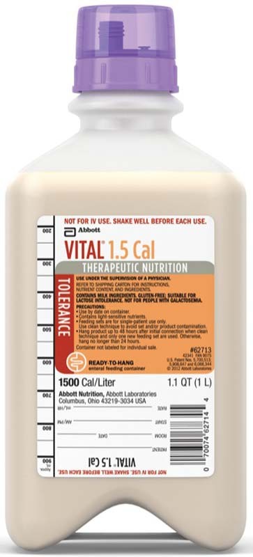 Vital 1.5 Cal Ready to Hang with Safety Screw Connector, 1,000 mL, Institutional