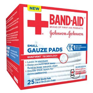 "J & J Band-Aid First Aid Gauze Pads 2"" x 2"" 25 CT"