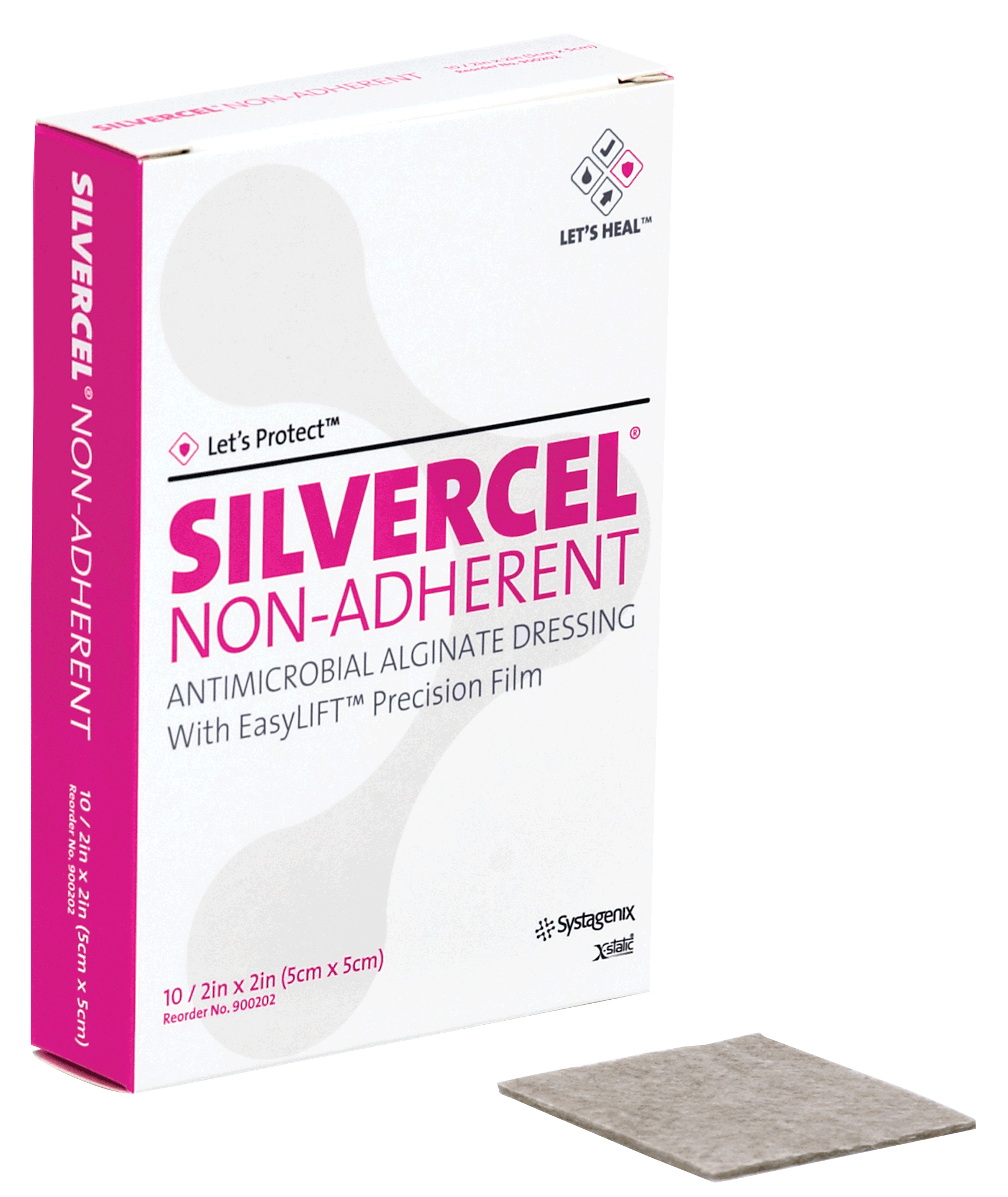 "Silvercel Non-Adherent Antimicrobial Alginate Dressing 2"" X 2"""