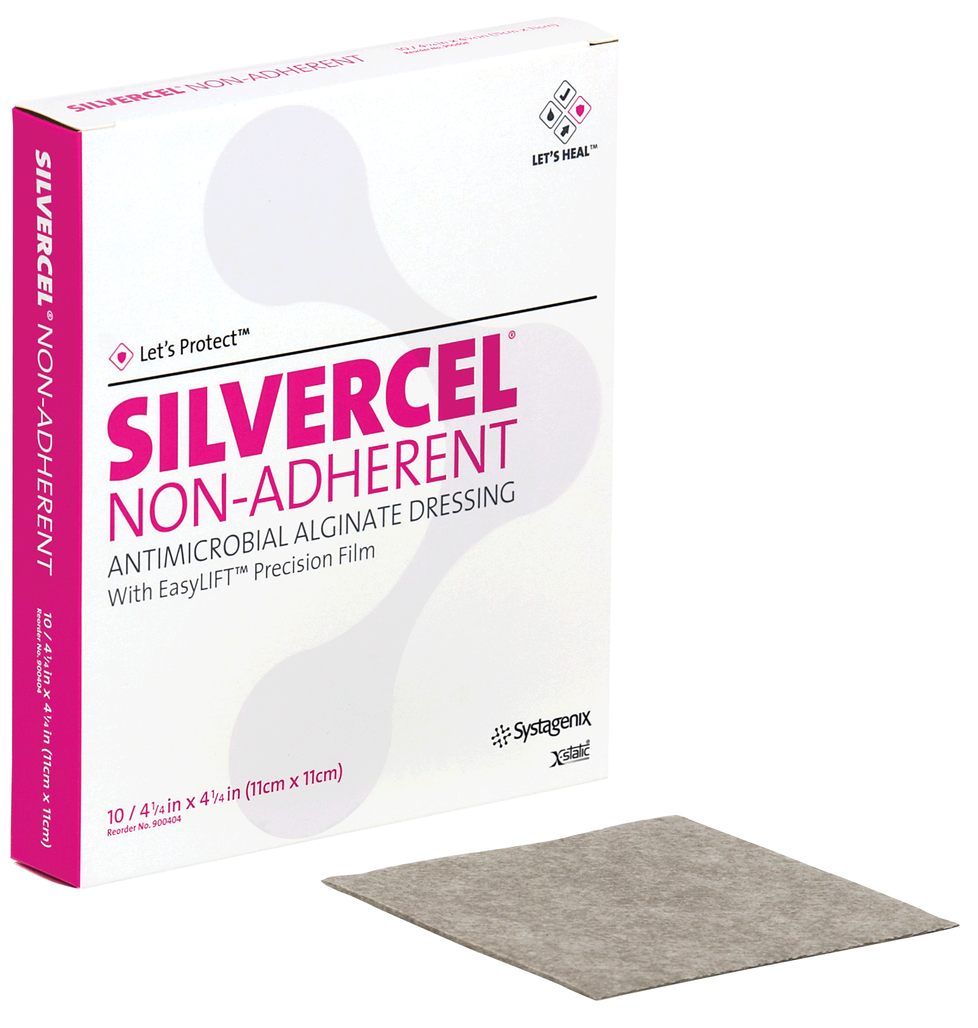 "Silvercel Non-Adherent Antimicrobial Alginate Dressing 4-1/4"" x 4-1/4"""