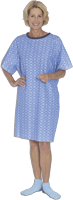 Tieback Patient Gown, Blue Marble, One Size