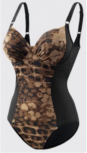 Amoena Swimsuit, Size 12C, Golden Beach Black/Brown Ref# 56150012C