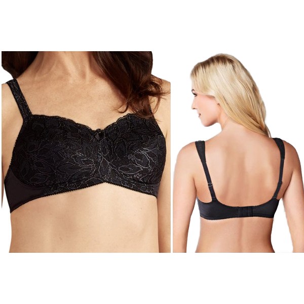 Amoena Rebecca Wire-Free Lace Bra, Soft Cup, Size 48A, Black Ref# 5296948ABK