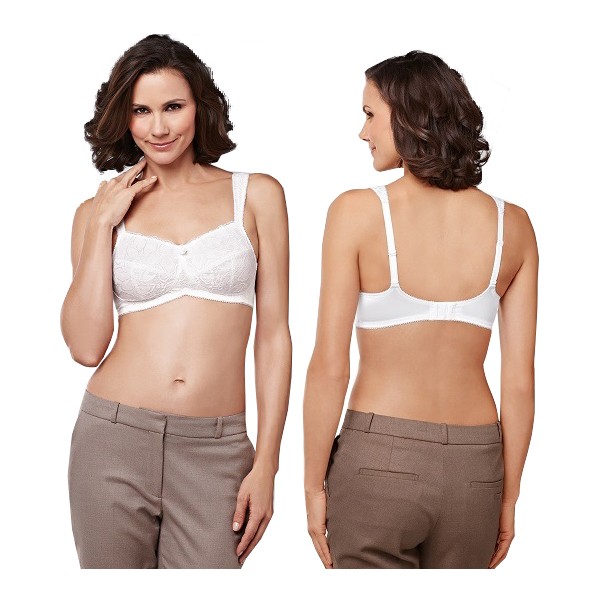 Amoena Rebecca Wire-Free Lace Bra, Soft Cup, Size 46D, White Ref# 5280646DWH