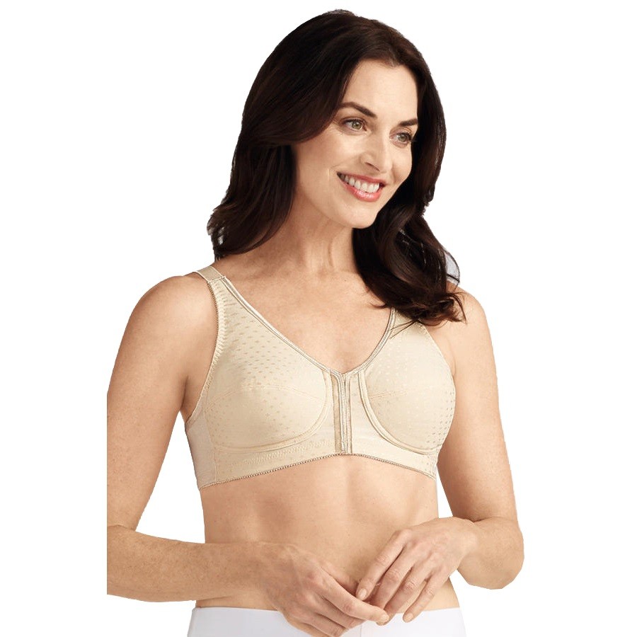 Amoena Greta Wire-Free Bra, Soft Cup, Front and Back Closure, Size 40D, Pearl Beige Ref# 5212440DPB