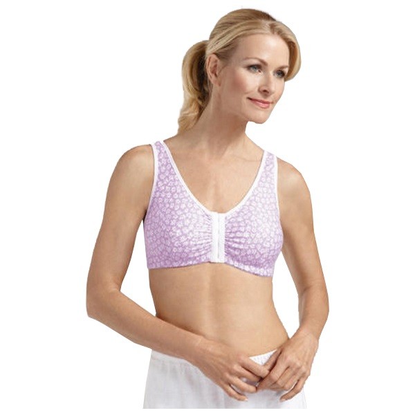 Amoena Frances Wire-Free Post-Surgical Bra, Front-Closure, Size A/B (48/50), 2XL, Orchid Ref# 521282