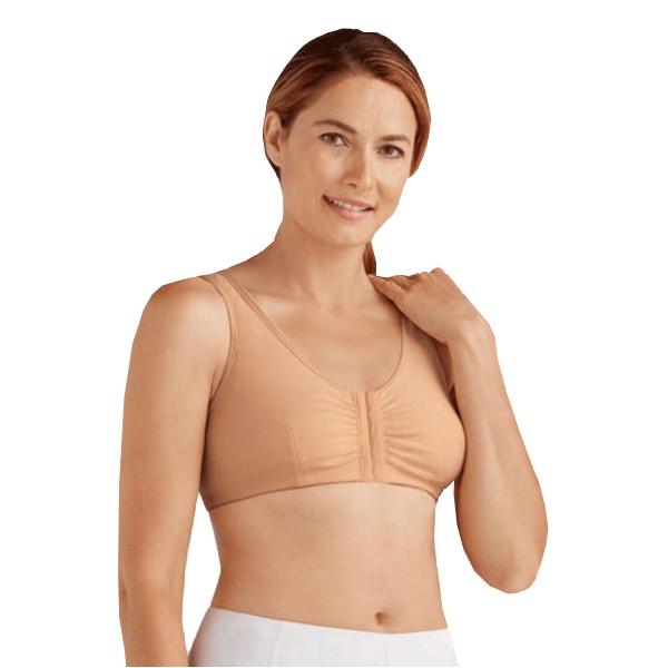Amoena Frances Wire-Free Post-Surgical Bra, Front-Closure, Size A/B (32/34), Small, Nude Ref# 52128S