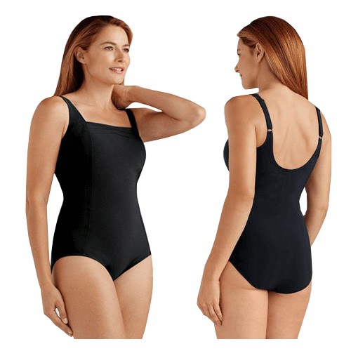 Amoena Black Sea FB Swimsuit, Size 12B, Black Ref# 57053712B