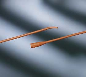 "BARDIA Coude Red Rubber Urethral Catheter 18 Fr, 16"""