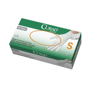 CURAD Non-Sterile Powder-Free Stretch 3G Vinyl Exam Glove Small, Prop 65 Sku for California