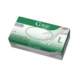 CURAD Non-Sterile Powder-Free Stretch 3G Vinyl Exam Glove Large, Prop 65 Sku for California