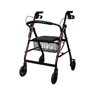 "Basic Rollator, Burgundy, 31"" - 35"", 6"" Wheel Size"