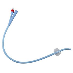 Dover Coude 2-Way Silicone Foley Catheter, 16 Fr, 5 cc, 17" L