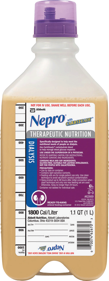 Nepro with Carb Steady, Ready to Hang, Safety Screw Connector, 1,000 mL, Institutional