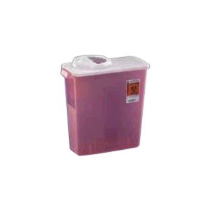 SharpSafety Dialysis Sharps Disposal Container with Rotor and Hinged Opening Lid 3 Gallon