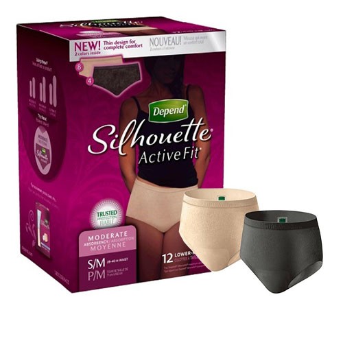 Depend Underwear Silhouette Activefit for Women, Moderate Absorbency, Small/Medium fits Waist 28-40"