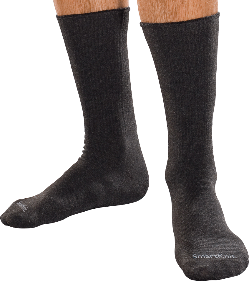 SmartKnit Seamless Diabetic Crew Socks with X-STATIC Latex-Free Materials, Black, Small