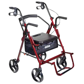 "Duet Rollator/Transport Chair Burgundy, 26"" x 25-1/2"" x 37"" , 8"" Casters"