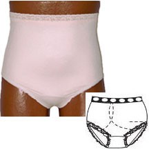 "OPTIONS Ladies' Basic with Built-In Barrier/Support, Soft Pink, Left-Side Stoma, Small 4-5, Hips 33