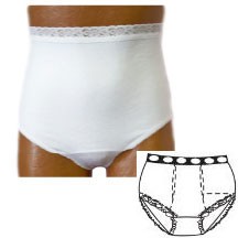 "OPTIONS Ladies' Basic with Built-In Barrier/Support, White, Dual Stoma, Medium 6-7, Hips 37"" - 41"