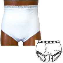 OPTIONS Split-Cotton Crotch with Built-In Barrier/Support, White, Right-Side Stoma, X-Large 10, Hips