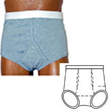 OPTIONS Men's Basic with Built-In Barrier/Support, Gray, Dual Stoma, Large 40-42