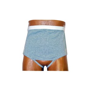 OPTIONS Men's Backless with Built-In Barrier/Support, Gray, Center Stoma, Medium 36-38