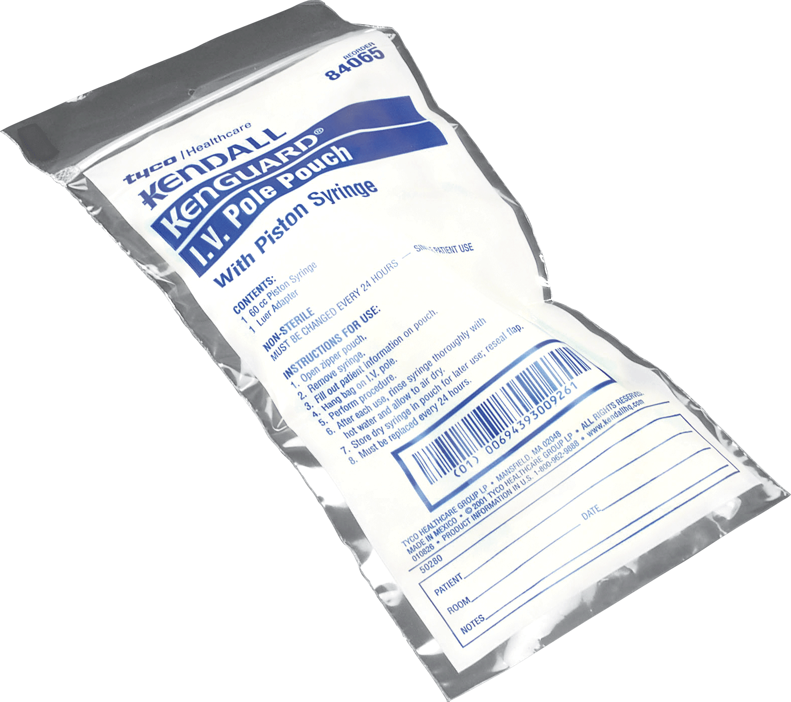 Kangaroo I.V. Pole Pouch with 60-cc Piston Syringe