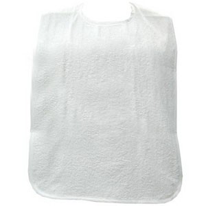 "Adult Bib with Velcro Closure and Vinyl Backing, White, 18"" x 30"""