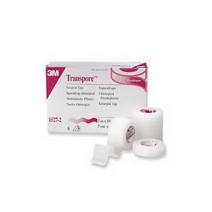 "Transpore Standard Hypoallergenic Porous Plastic Tape 1"" x 1-1/2 yds."