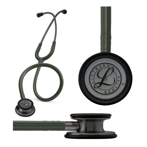 "Littmann Classic III Stethoscope, Smoke-Finish, Dark Olive Green Tube, 27"""