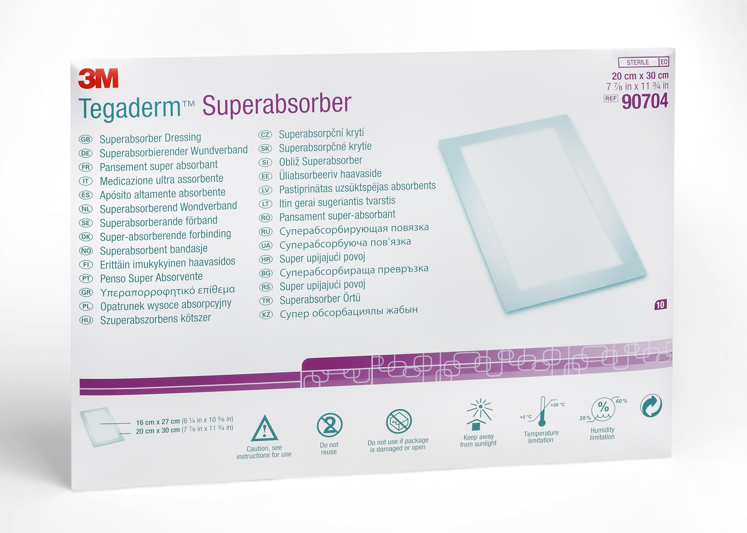 "Tegaderm Superabsorber Dressing, 8"" x 12"""