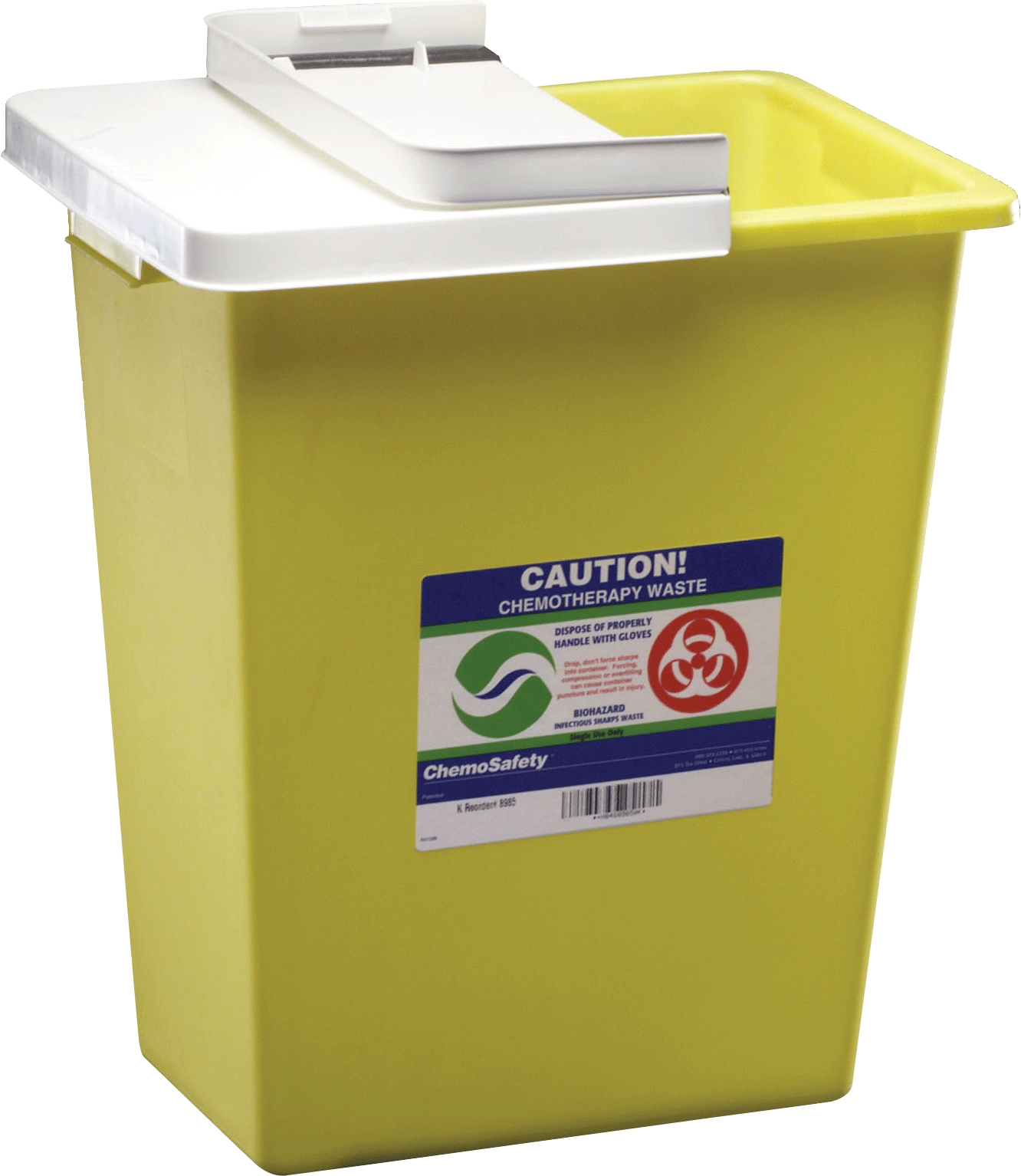 ChemoSafety Sharps Container with Hinged Lid 8 Gallon