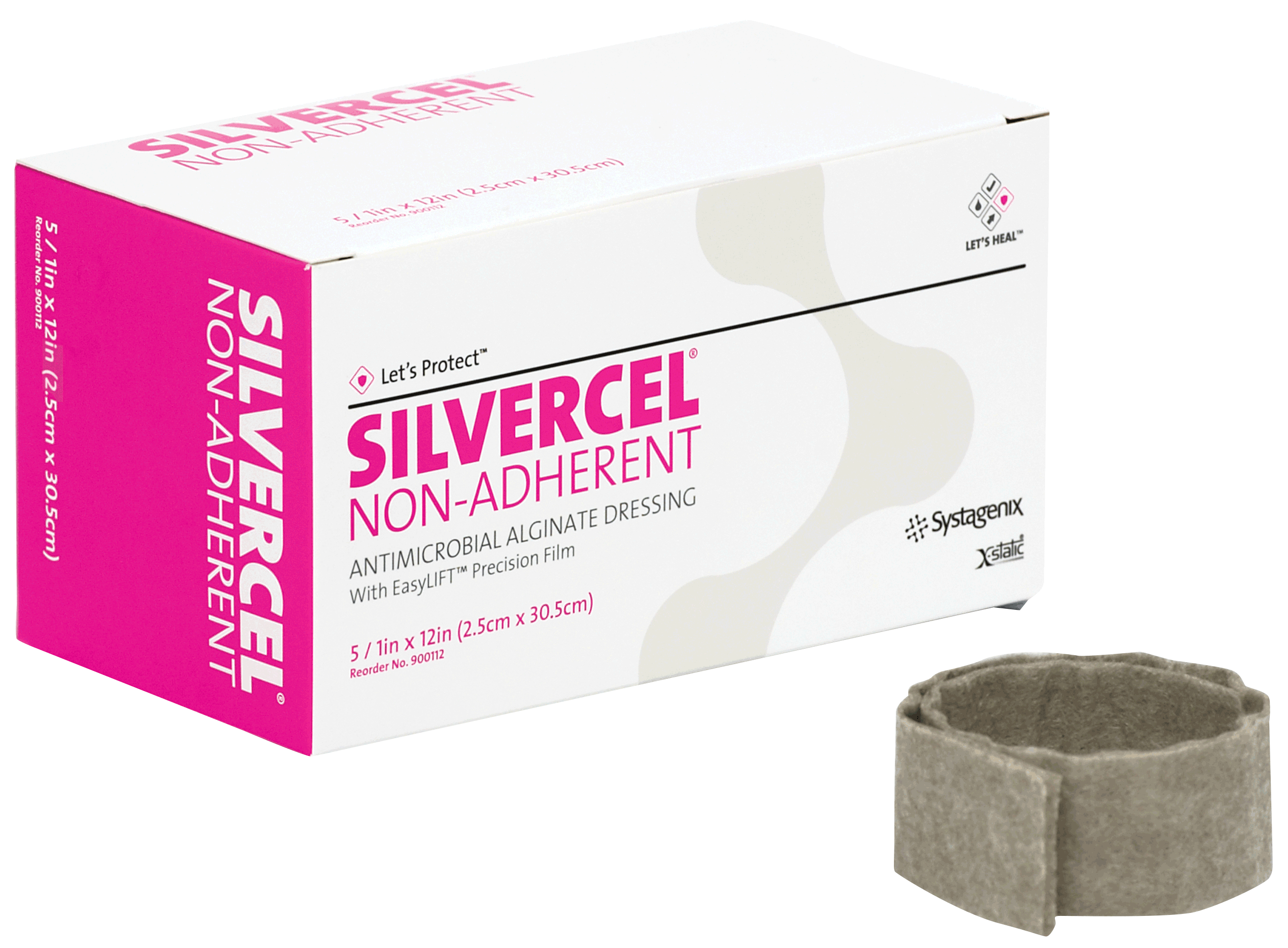 "Silvercel Non-Adherent Antimicrobial Alginate Dressing 1"" x 12"" Rope"