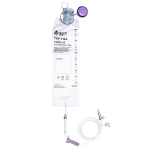 Gravity Bag 1000 mL Top Fill Feeding Set Screw Cap, Latex-Free