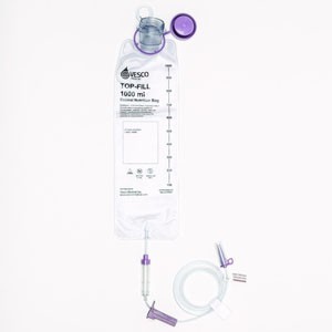 Gravity Bag 1000 mL Top Fill Feeding Set Screw Cap, Latex-Free