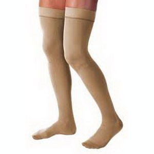 Relief Thigh High,30-40,Med,Clsd Toe,Sil Band,Bge