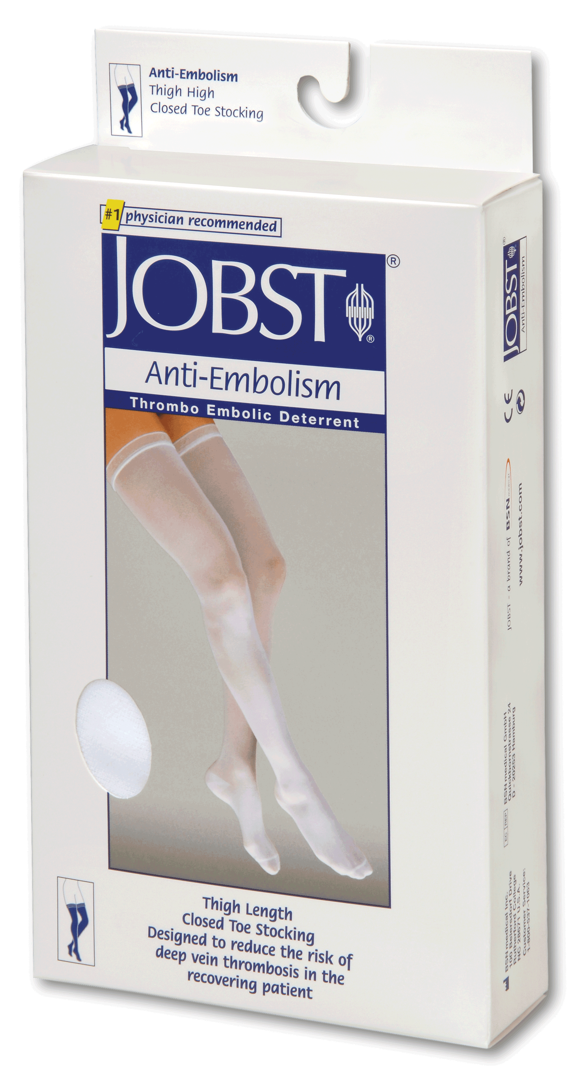 Anti-Embolism Thigh-High Seamless Elastic Stockings Small Short, White