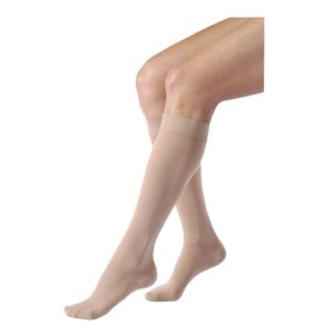 Relief Knee-High with Silicone Band, 20-30 mmHg, Large, Full Calf, Closed, Beige